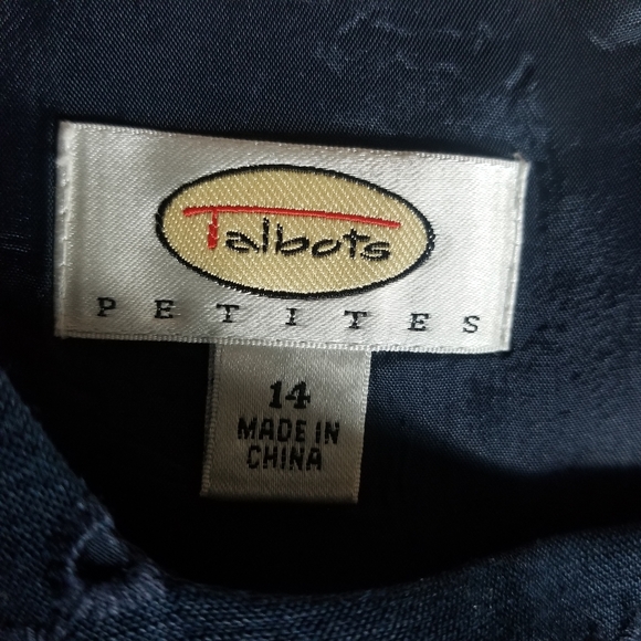 TALBOTS PETITES LINED DARK NAVY BLACK SLEEVELESS MINI DRESS SIZE 14 - Picture 3 of 12